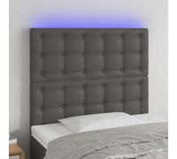 vidaXL Cabecero con luces LED cuero sintético gris 100x5x118/128 cm
