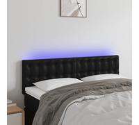 vidaXL Cabecero con luces LED cuero sintético negro 144x5x78/88 cm