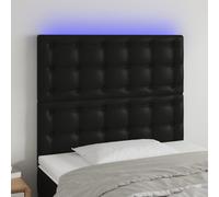 vidaXL Cabecero con luces LED cuero sintético negro 90x5x118/128 cm