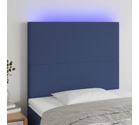 vidaXL Cabecero con luces LED tela azul 100x5x118/128 cm