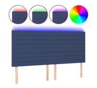 Vidaxl cabecero con luces led tela azul 160x5x118/128 cm
