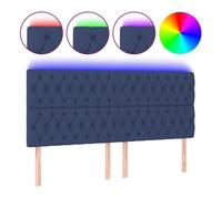Cabecero Con Luces Led Tela Azul 180x7x118/128 Cm Vidaxl