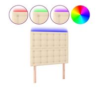 vidaXL Cabecero tapizado con luces LED - Tela crema 100x5x118/128 cm para cama individual