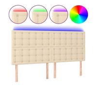 vidaXL Cabecero con luces LED en tela crema 200x5x118/128 cm