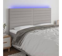 vidaXL Cabecero tapizado con luces LED tela gris claro 200x5x118/128 cm