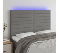 vidaXL Cabecero con luces LED tela gris oscuro 144x5x118/128 cm