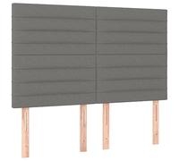 vidaXL Cabecero tapizado con luces LED para cama matrimonio Tela gris oscuro 144x5x118/128 cm
