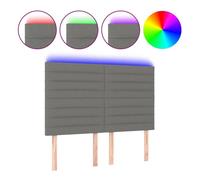 vidaXL Cabecero tapizado con luces LED para cama matrimonio Tela gris oscuro 144x5x118/128 cm