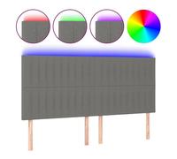 Vidaxl cabecero con luces led tela gris oscuro 200x5x118/128 cm