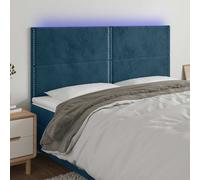 vidaXL Cabecero con luces LED terciopelo azul oscuro 200x5x118/128 cm