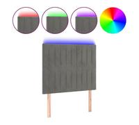 vidaXL Cabecero de cama con luces LED terciopelo gris claro 90x5x118/128 cm