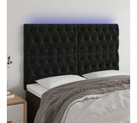 vidaXL Cabecero con luces LED terciopelo negro 160x7x118/128 cm