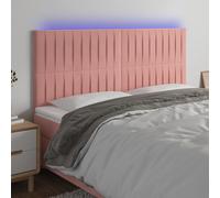 vidaXL Cabecero de cama con luces LED terciopelo rosa 200x5x118/128 cm