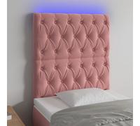 vidaXL Cabecero con luces LED terciopelo rosa 80x7x118/128 cm