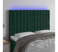 vidaXL Cabecero con luces LED terciopelo verde oscuro 144x5x118/128 cm