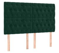 vidaXL Cabecero de cama tapizado con luces LED terciopelo verde oscuro 160x7x118/128 cm