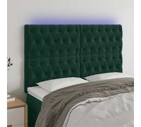 vidaXL Cabecero con luces LED terciopelo verde oscuro 160x7x118/128 cm