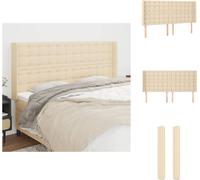 vidaXL Cabecero con orejas, color crema, 183 x 16 x 118/128 cm, tela – Cabecero y pie de cama