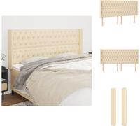 vidaXL Cabecero con orejas, color crema, 183 x 16 x 118/128 cm, tela – Cabecero y pie de cama