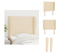 vidaXL Cabecero con orejas, color crema, 93x23x118/128 cm, tela - Cabecero y pie de cama