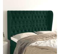vidaXL Cabecero con orejas de terciopelo verde oscuro 147x23x118/128cm