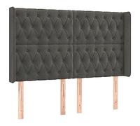 vidaXL Cabecero con Orejas Dormitorio Cabezal Estructura Cama Tapizado Mueble Adorno Decoración Habitación Terciopelo Gris Oscuro 163x16x118/128 cm