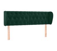 vidaXL Cabecero con Orejas Dormitorio Cama Tapizado Cabezal Acolchado Protector Elástico Prueba Polvo de Terciopelo Verde Oscuro 163x23x78/88 cm