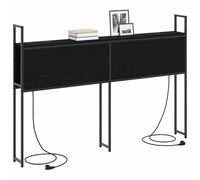 vidaXL Cabecero de Almacenamiento con Estación de Carga Roble Negro, Cabecera Moderna para Dormitorio, con Almacenamiento, estación de Carga, solución Que Ahorra Espacio, Resistente