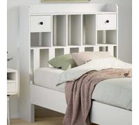 vidaXL Cabecero de Cama almacenaje Madera Maciza Pino Blanco 90 cm, cabecero de Cama, cabecero de Madera Maciza, cabecero con Compartimentos