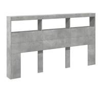 vidaXL Cabecero de Cama con Luz LED, Armario Decorativo con Almacenamiento, Cabecera para Pared, Mueble para Dormitorio Hogar, Gris Hormigón