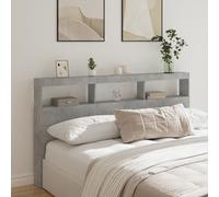 vidaXL Cabecero de cama con luz LED gris hormigón 180x17x102 cm