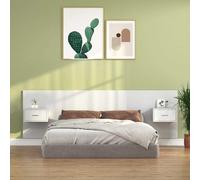 vidaXL Cabecero de cama con mesitas madera contrachapada blanco