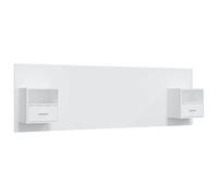 vidaXL Cabecero de cama con mesitas, madera contrachapada blanco