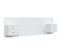 vidaXL Cabecero de cama con mesitas madera contrachapada Blanco