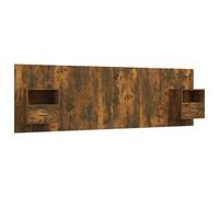 vidaXL Cabecero de cama con mesitas madera contrachapada roble ahumado