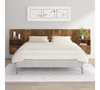 vidaXL Cabecero de cama con mesitas madera contrachapada roble ahumado