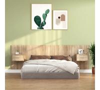vidaXL Cabecero de cama con mesitas madera contrachapada roble Sonoma