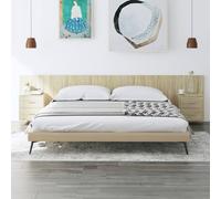 vidaXL Cabecero de cama con mesitas madera contrachapada roble Sonoma