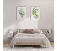 vidaXL Cabecero de cama y mesitas madera contrachapada gris hormigón