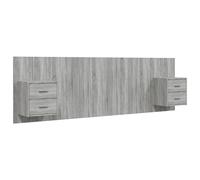 vidaXL Cabecero de cama y mesitas madera contrachapada gris Sonoma