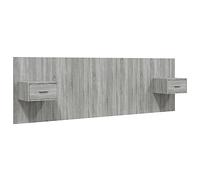 vidaXL Cabecero de cama dormitorio madera contrachapada Gris Sonoma con mesitas