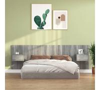 vidaXL Cabecero de cama y mesitas madera contrachapada gris Sonoma