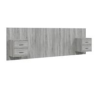 vidaXL Cabecero de cama y mesitas Madera contrachapada Gris Sonoma