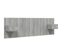 vidaXL Cabecero de cama dormitorio madera contrachapada Gris Sonoma con mesitas