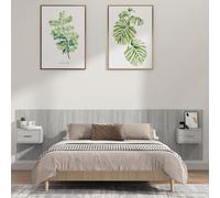 vidaXL Cabecero de cama y mesitas madera contrachapada gris Sonoma