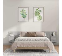 vidaXL Cabecero de cama y mesitas madera contrachapada gris Sonoma