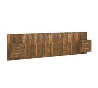 vidaXL Cabecero de cama y mesitas madera contrachapada roble ahumado