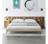 vidaXL Cabecero de cama y mesitas madera contrachapada roble ahumado