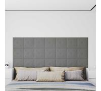 vidaXL Cabecero de Pared 12 pcs Gris 30 x 30 cm Cuero sintético