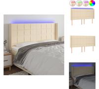 vidaXL Cabecero LED, color crema, 183 x 16 x 118/128 cm, tela – Cabecero y piecero